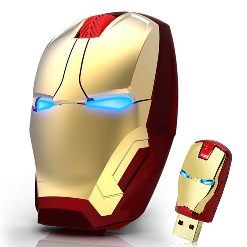 VSVABEFV Cool Wireless Mouse, 2.4 G Portable Ergonomic Optical Wireless Mouse with USB Receiver | for Notebook PC Laptop Computer MacBook | with 8G USB Flash Drive | 3 Adjustment Levels - Image 1